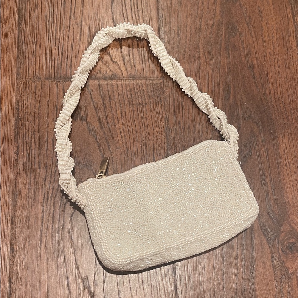 Zara Cream Beaded Clutch